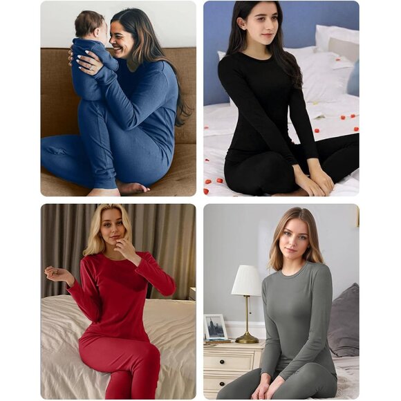 Women’s Thermal Underwear Set Fleece-Lined Lounge Cold Weather Layering - Picture 5 of 5